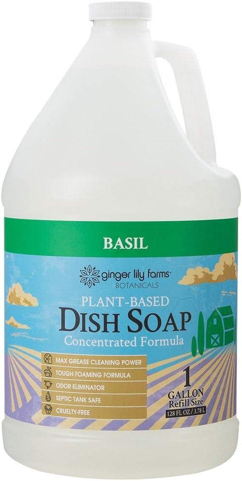 imageGinger Lily Farms Botanicals PlantBased Liquid Dish Soap Concentrated Formula with Max Grease Cleaning Power CrueltyFree FragranceFree 24 Fl OzBasil
