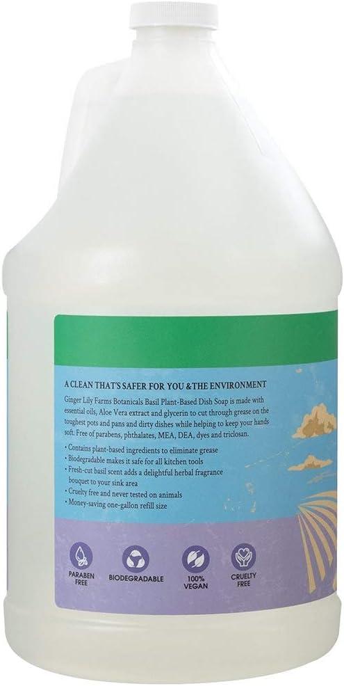 imageGinger Lily Farms Botanicals PlantBased Liquid Dish Soap Concentrated Formula with Max Grease Cleaning Power CrueltyFree FragranceFree 24 Fl OzBasil