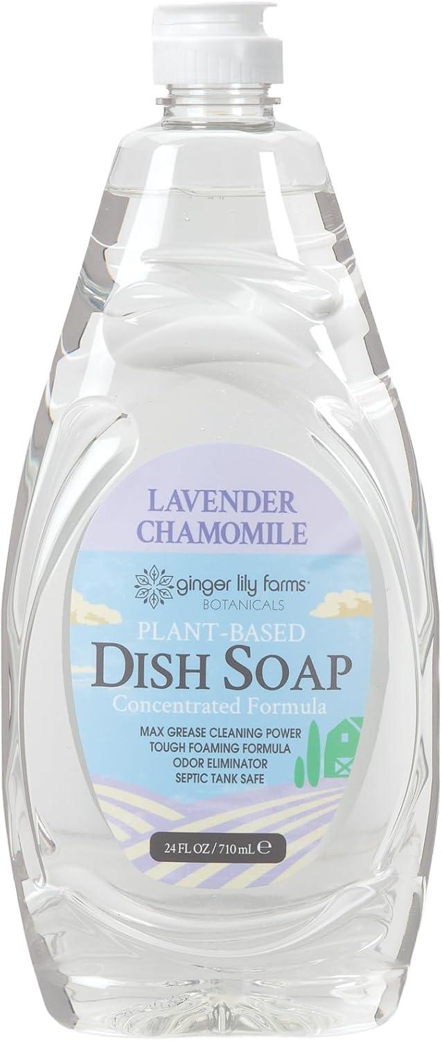 imageGinger Lily Farms Botanicals PlantBased Liquid Dish Soap Concentrated Formula with Max Grease Cleaning Power CrueltyFree FragranceFree 24 Fl OzLavender Chamomile