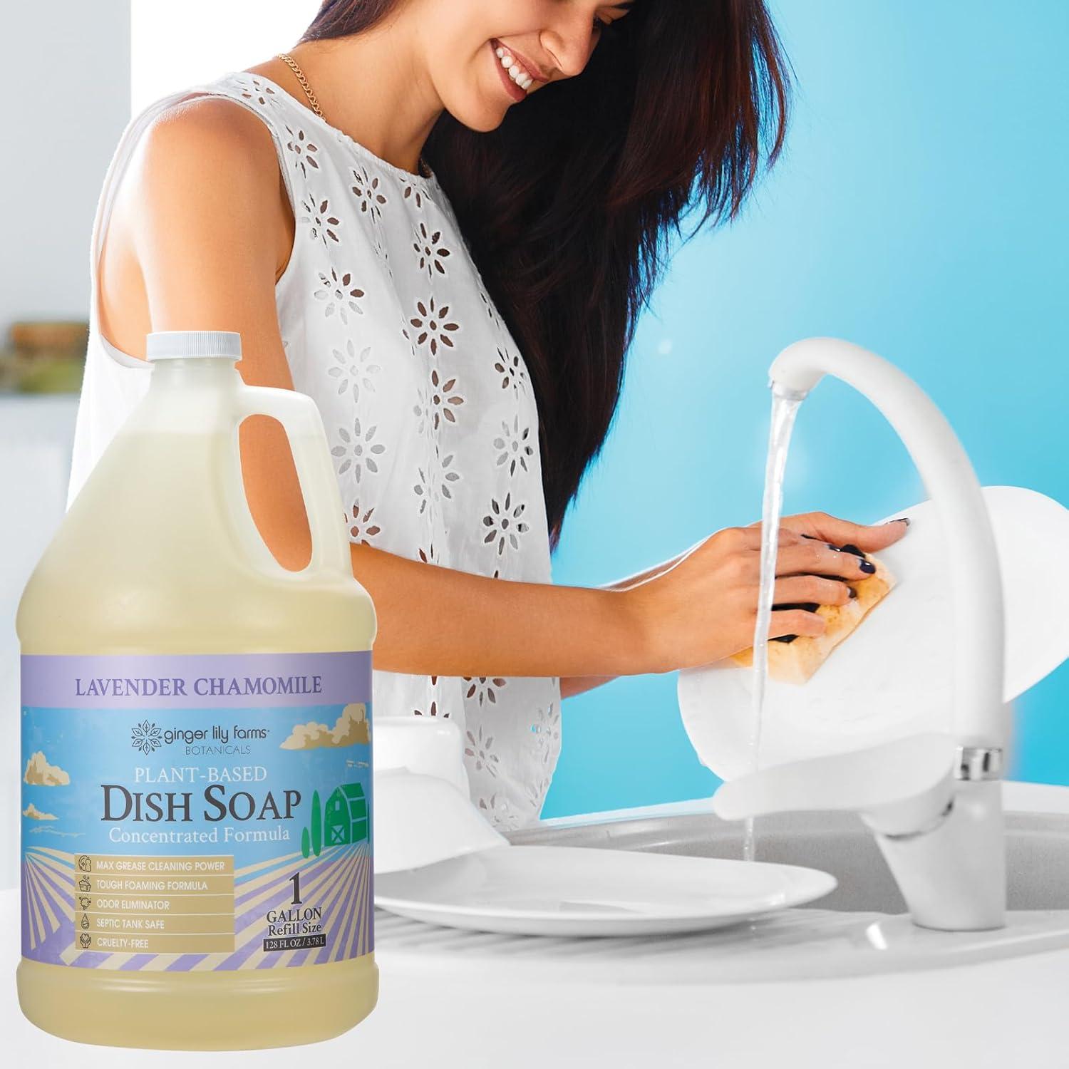 imageGinger Lily Farms Botanicals PlantBased Liquid Dish Soap Concentrated Formula with Max Grease Cleaning Power CrueltyFree FragranceFree 24 Fl OzLavender Chamomile