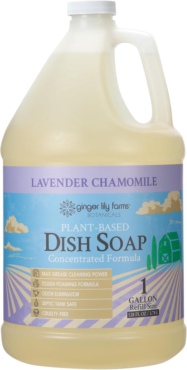 imageGinger Lily Farms Botanicals PlantBased Liquid Dish Soap Concentrated Formula with Max Grease Cleaning Power CrueltyFree FragranceFree 24 Fl OzLavender Chamomile