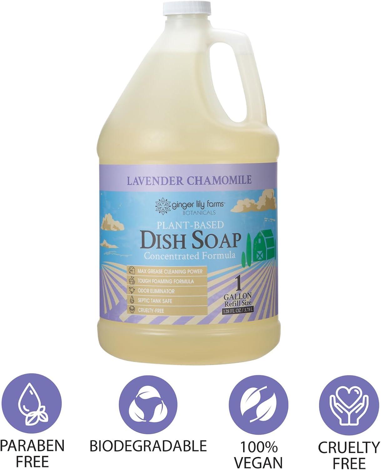imageGinger Lily Farms Botanicals PlantBased Liquid Dish Soap Concentrated Formula with Max Grease Cleaning Power CrueltyFree FragranceFree 24 Fl OzLavender Chamomile