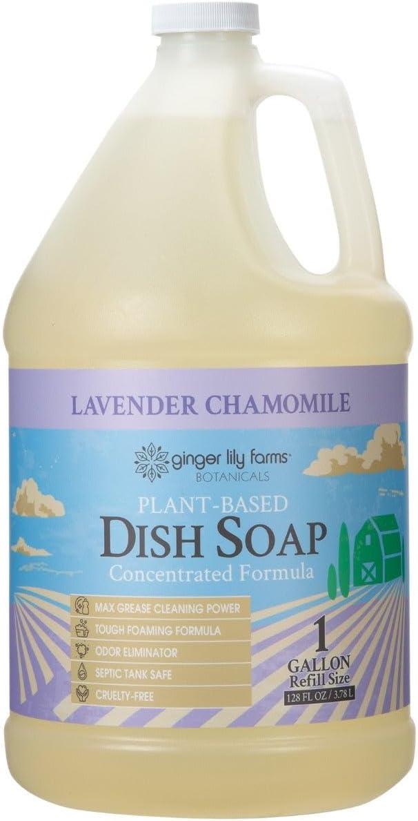 imageGinger Lily Farms Botanicals PlantBased Liquid Dish Soap Concentrated Formula with Max Grease Cleaning Power CrueltyFree FragranceFree 24 Fl OzLavender Chamomile