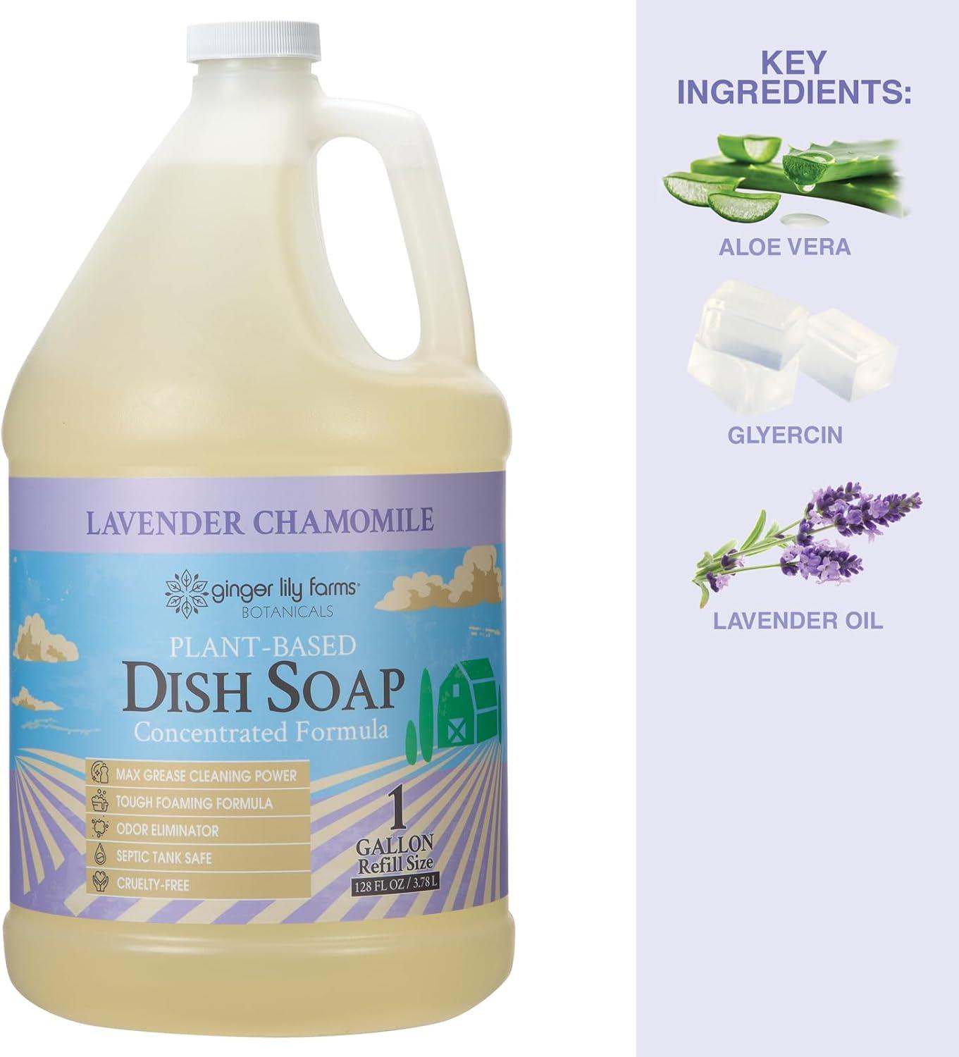 imageGinger Lily Farms Botanicals PlantBased Liquid Dish Soap Concentrated Formula with Max Grease Cleaning Power CrueltyFree FragranceFree 24 Fl OzLavender Chamomile