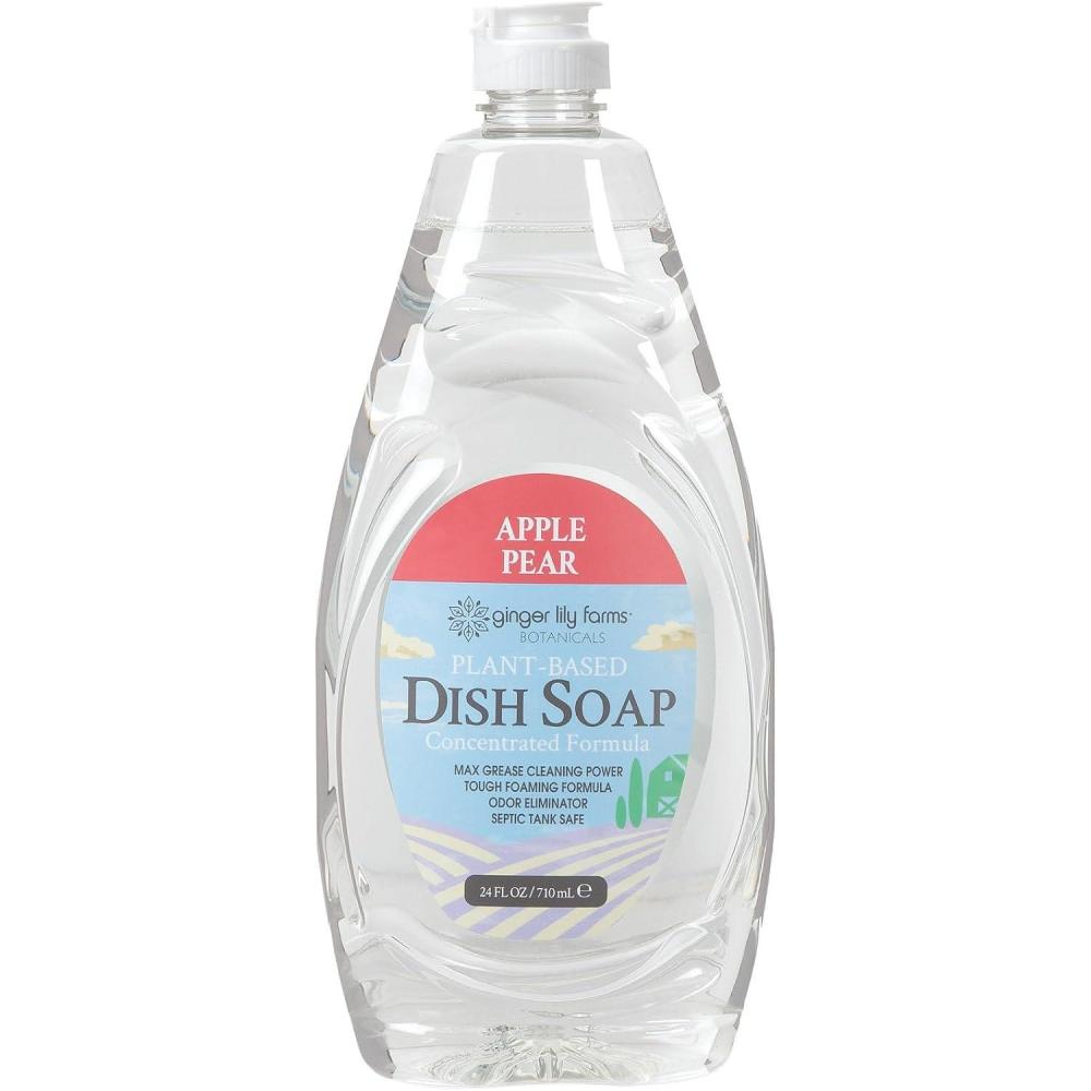imageGinger Lily Farms Botanicals PlantBased Liquid Dish Soap Concentrated Formula with Max Grease Cleaning Power CrueltyFree FragranceFree 24 Fl OzApple Pear