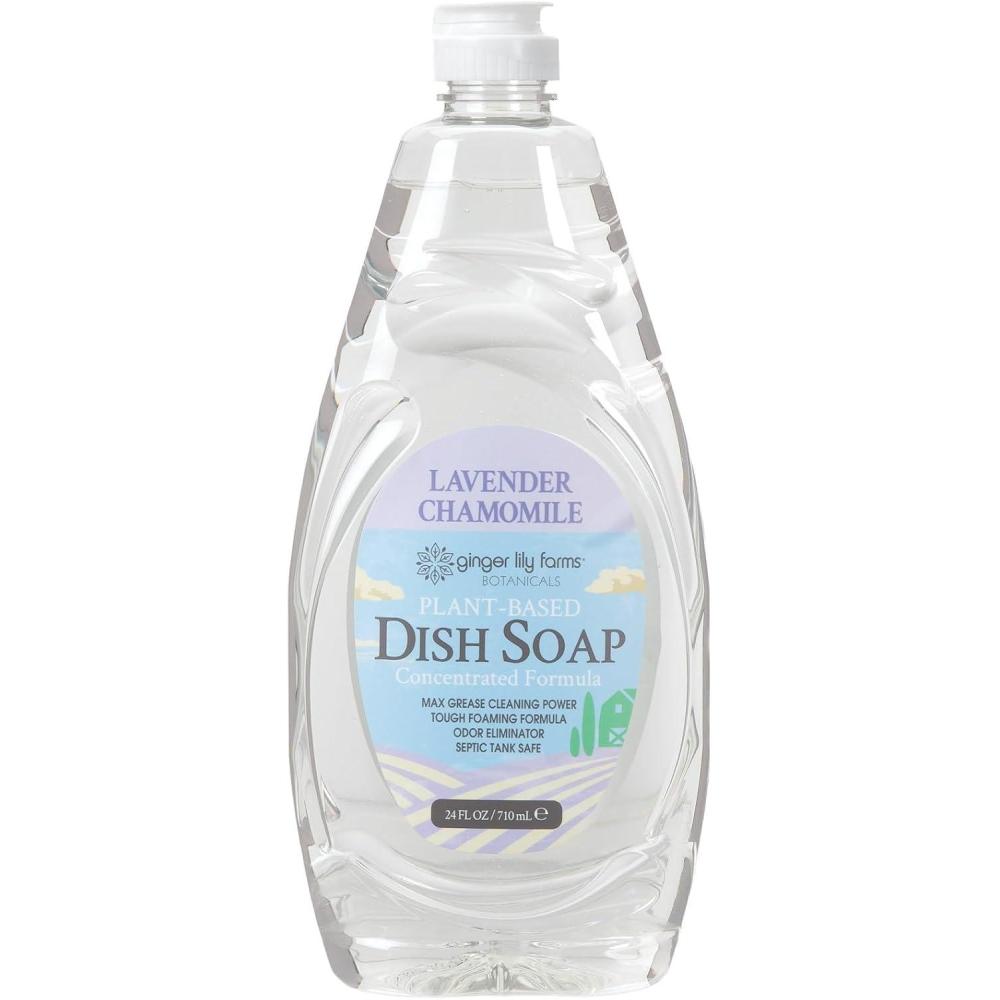 imageGinger Lily Farms Botanicals PlantBased Liquid Dish Soap Concentrated Formula with Max Grease Cleaning Power CrueltyFree FragranceFree 24 Fl OzLavender Chamomile
