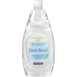 Ginger Lily Farms Botanicals Plant-Based Liquid Dish Soap, Concentrated Formula with Max Grease Cleaning Power, Cruelty-Free, Fragrance-Free, 24 Fl Oz(Fragrance Free)
