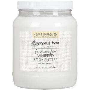 Ginger Lily Farms Botanicals Whipped Body Butter for Dry Skin, Ultra-Hydrating, 100% Vegan & Cruelty-Free, Fragrance-Free, 59 Ounces(Fragrance Free)