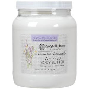 Ginger Lily Farms Botanicals Whipped Body Butter for Dry Skin, Ultra-Hydrating, 100% Vegan & Cruelty-Free, Fragrance-Free, 59 Ounces(Lavender Chamomile)