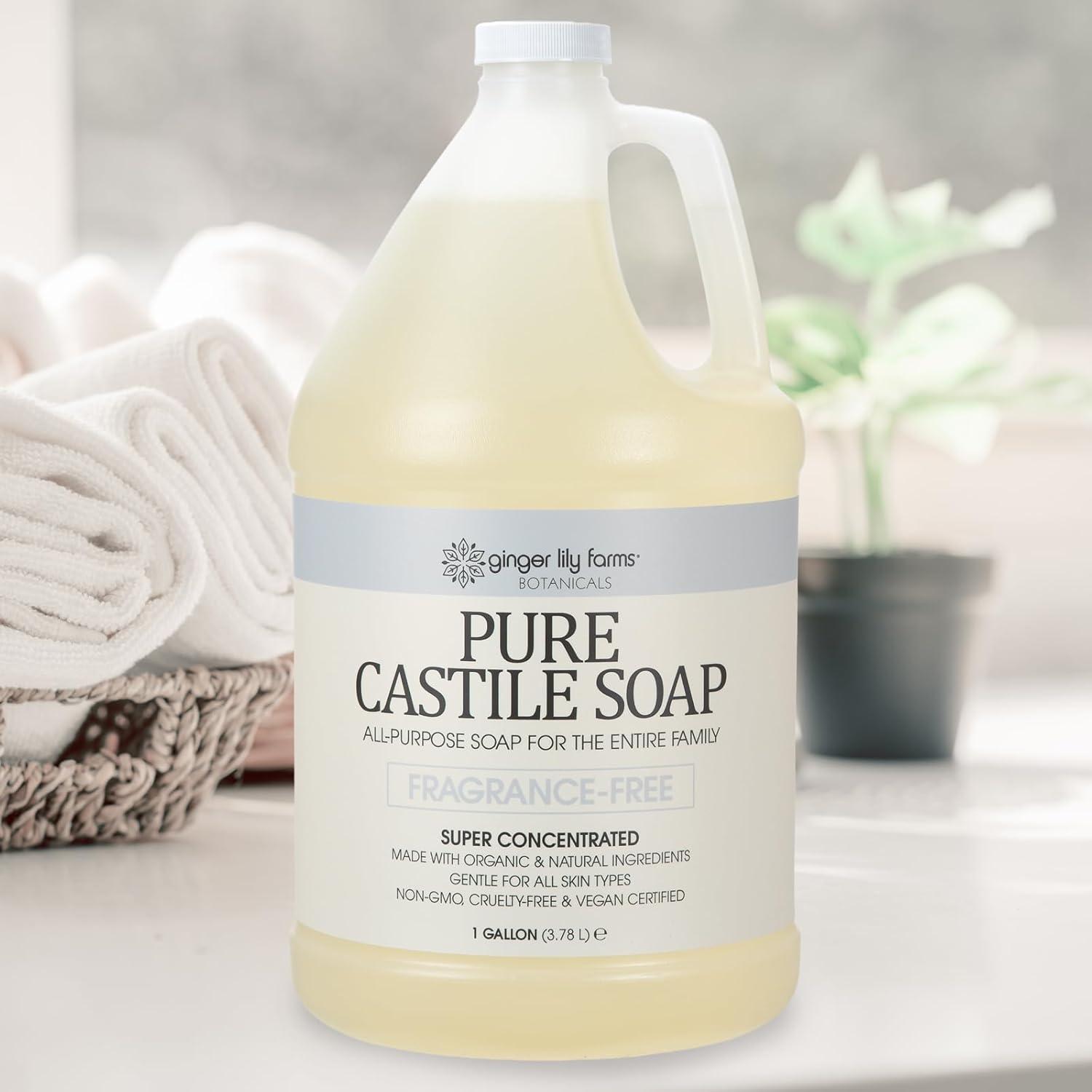 imageGinger Lily Farms Botanicals Pure Castile Liquid Soap Refill FragranceFree 1 Gallon AllPurpose Cleaner for Body Face Hair Dishes Laundry amp Pets NonGMO 100 Vegan amp CrueltyFreeFragrance Free