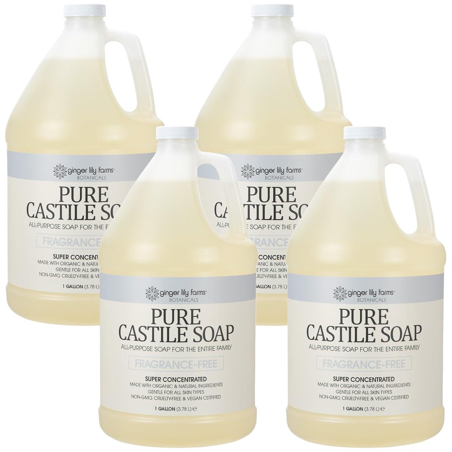imageGinger Lily Farms Botanicals Pure Castile Liquid Soap Refill FragranceFree 1 Gallon AllPurpose Cleaner for Body Face Hair Dishes Laundry amp Pets NonGMO 100 Vegan amp CrueltyFreeFragrance Free