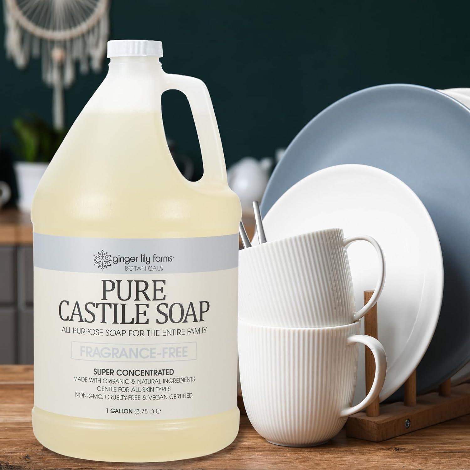 imageGinger Lily Farms Botanicals Pure Castile Liquid Soap Refill FragranceFree 1 Gallon AllPurpose Cleaner for Body Face Hair Dishes Laundry amp Pets NonGMO 100 Vegan amp CrueltyFreeFragrance Free
