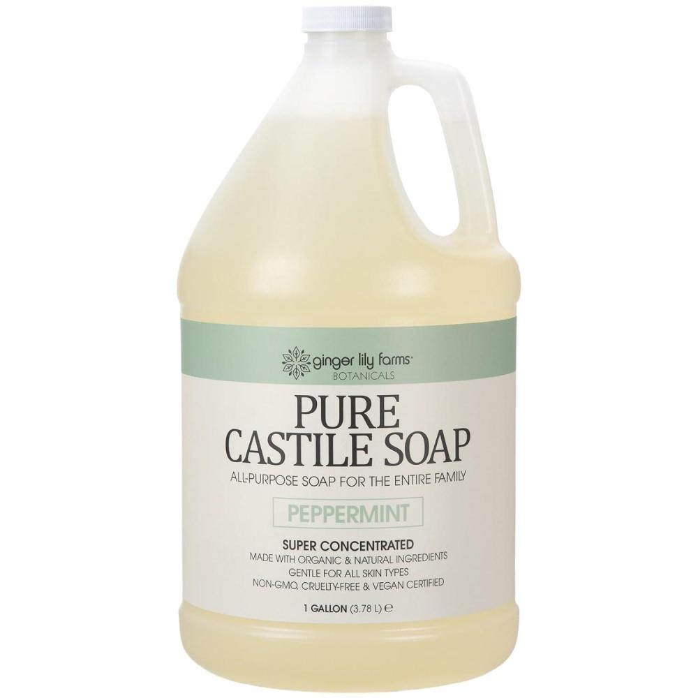 imageGinger Lily Farms Botanicals Pure Castile Liquid Soap Refill FragranceFree 1 Gallon AllPurpose Cleaner for Body Face Hair Dishes Laundry amp Pets NonGMO 100 Vegan amp CrueltyFreePeppermint