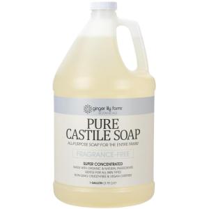 Ginger Lily Farms Botanicals Pure Castile Liquid Soap Refill, Fragrance-Free, 1 Gallon, All-Purpose Cleaner for Body, Face, Hair, Dishes, Laundry & Pets, Non-GMO, 100% Vegan & Cruelty-Free(Fragrance Free)
