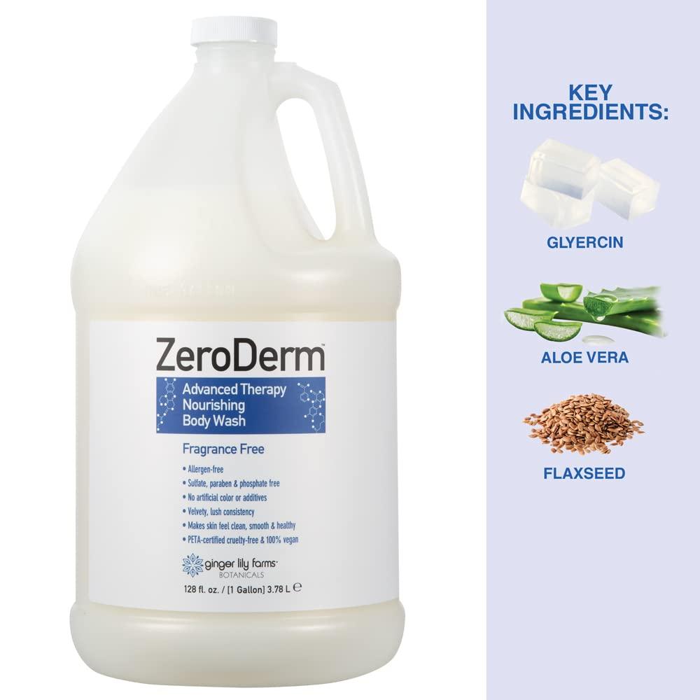 imageGinger Lily Farms Botanicals ZeroDerm Advanced Therapy Nourishing Body Wash 100 Vegan amp CrueltyFree Fragrance Free 1 Gallon Refill Pack of 4128 Fl Oz Pack of 4