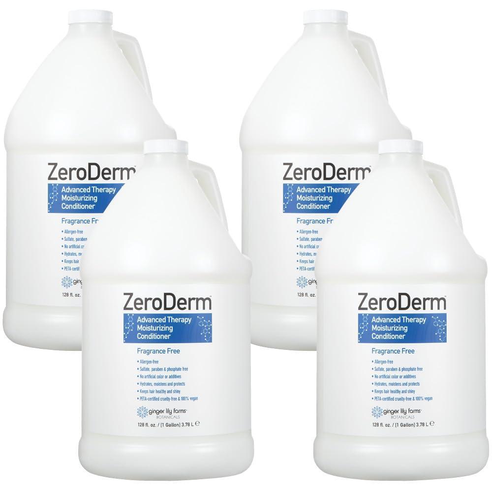 imageGinger Lily Farms Botanicals ZeroDerm Advanced Therapy Moisturizing Conditioner for All Hair Types 100 Vegan CrueltyFree Fragrance Free 1 Gallon Refill Pack of White Unscented 4 Count Pack of 4128 Fl Oz Pack of 4