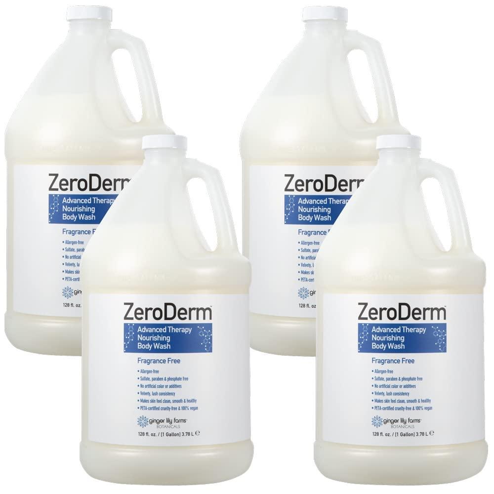 imageGinger Lily Farms Botanicals ZeroDerm Advanced Therapy Nourishing Body Wash 100 Vegan amp CrueltyFree Fragrance Free 1 Gallon Refill Pack of 4128 Fl Oz Pack of 4