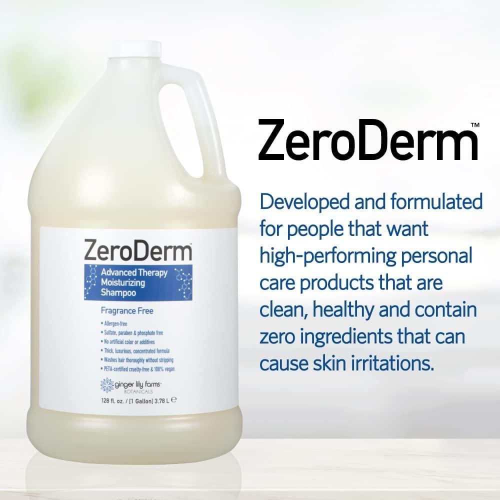 imageGinger Lily Farms Botanicals ZeroDerm Advanced Therapy Moisturizing Shampoo for All Hair Types 100 Vegan amp CrueltyFree Fragrance Free 1 Gallon Refill Pack of 4128 Fl Oz Pack of 4