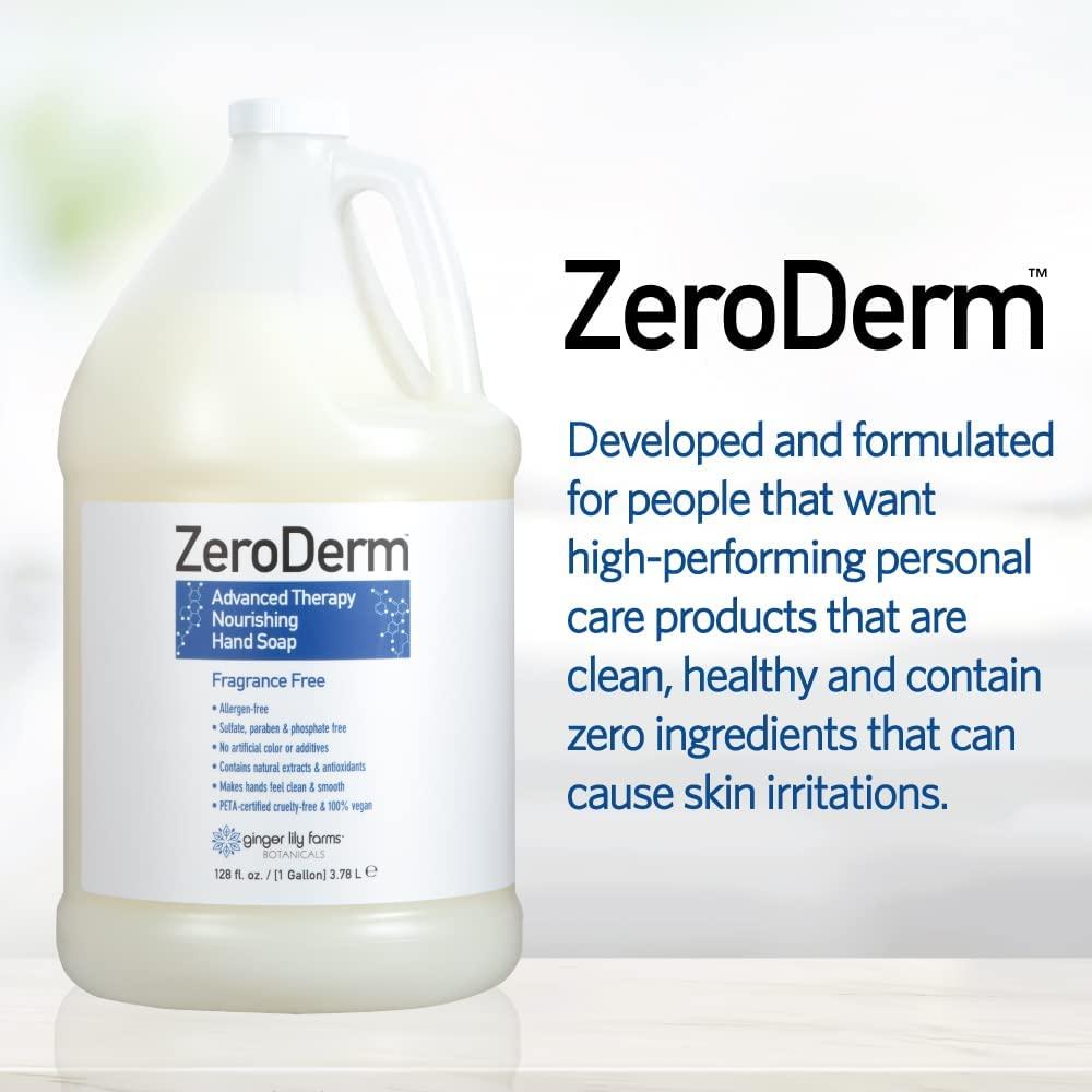 imageGinger Lily Farms Botanicals ZeroDerm Advanced Therapy Nourishing Liquid Hand Soap Refill 100 Vegan amp Cruelty Free Fragrance Free 1 Gallon Pack of 4128 Fl Oz Pack of 4