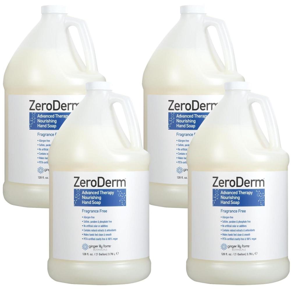imageGinger Lily Farms Botanicals ZeroDerm Advanced Therapy Nourishing Liquid Hand Soap Refill 100 Vegan amp Cruelty Free Fragrance Free 1 Gallon Pack of 4128 Fl Oz Pack of 4