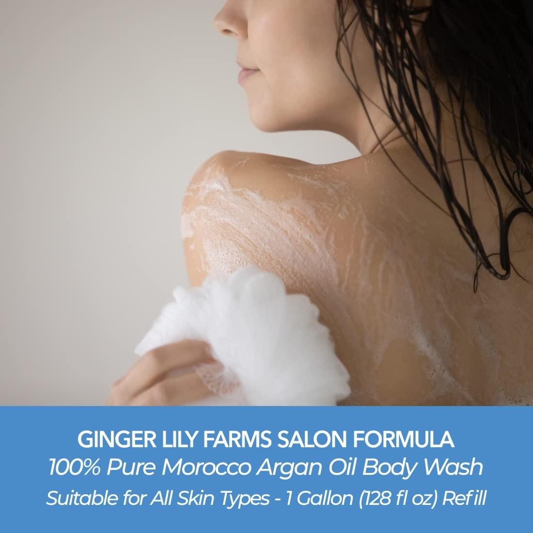 imageGinger Lily Farms Salon Formula 100 Pure Morocco Argan Oil Body Wash for All Skin Types 100 Vegan amp CrueltyFree 1 Gallon Refill Pack of 4128 Fl Oz Pack of 1