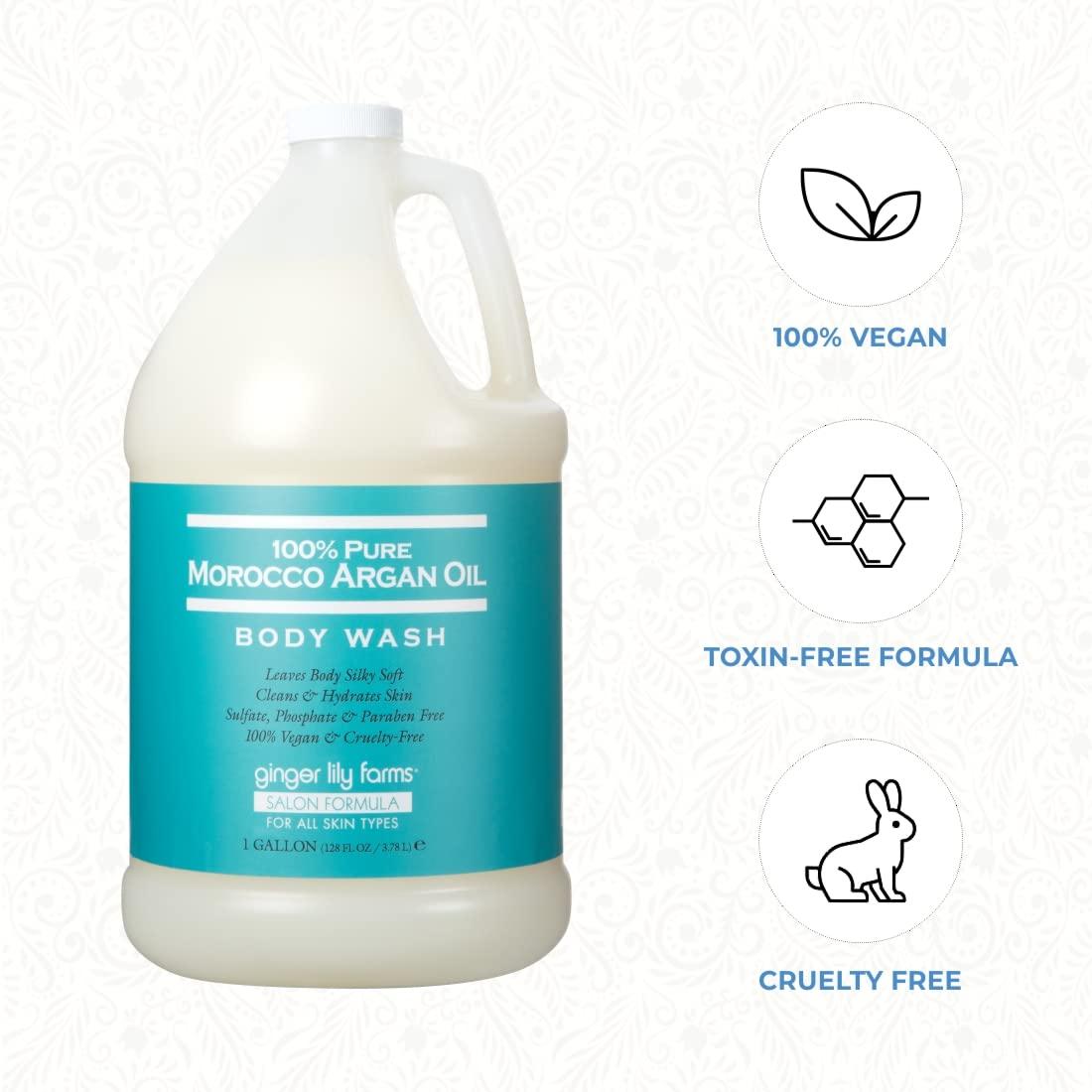 imageGinger Lily Farms Salon Formula 100 Pure Morocco Argan Oil Body Wash for All Skin Types 100 Vegan amp CrueltyFree 1 Gallon Refill Pack of 4128 Fl Oz Pack of 1