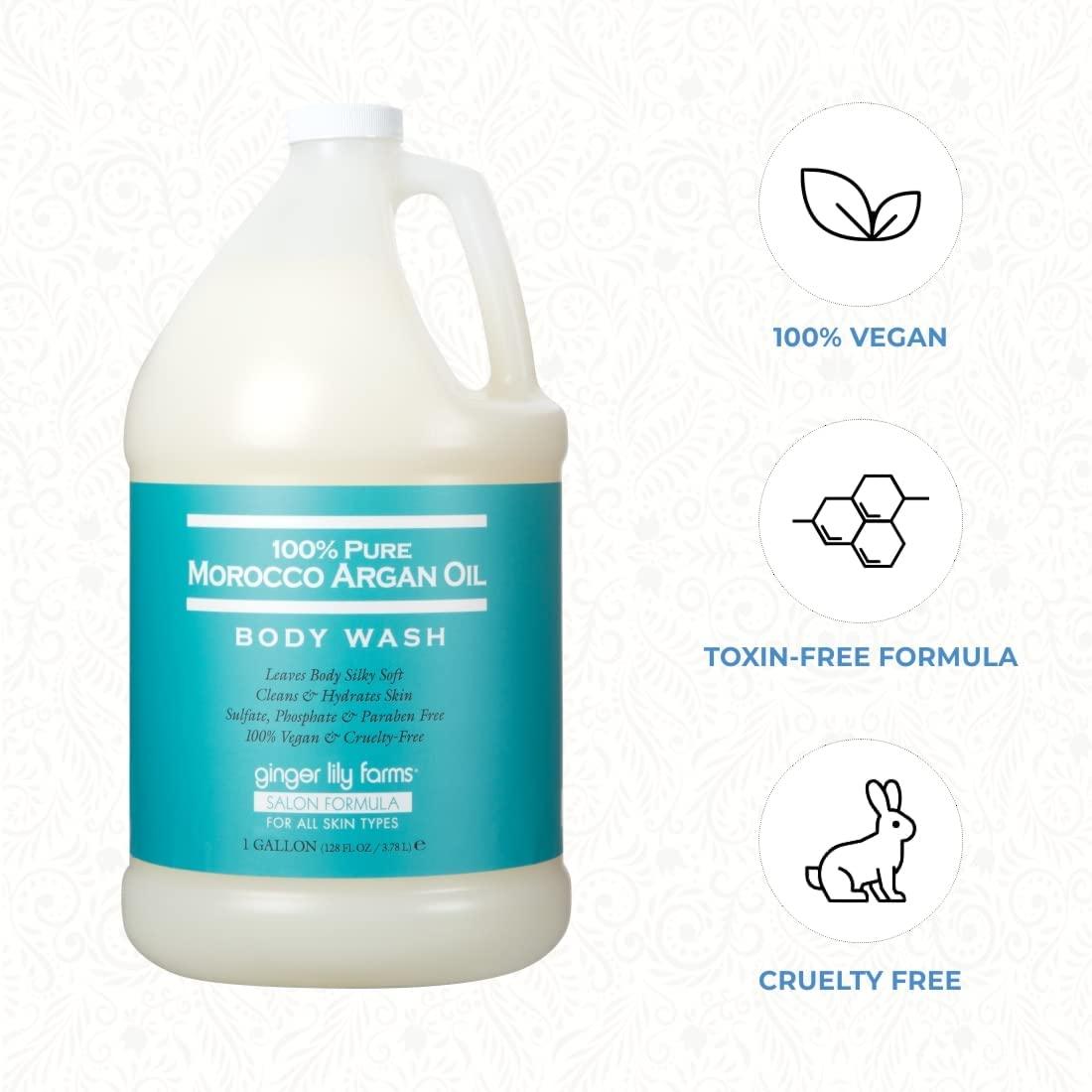 imageGinger Lily Farms Salon Formula 100 Pure Morocco Argan Oil Body Wash for All Skin Types 100 Vegan amp CrueltyFree 1 Gallon Refill Pack of 4128 Fl Oz Pack of 4