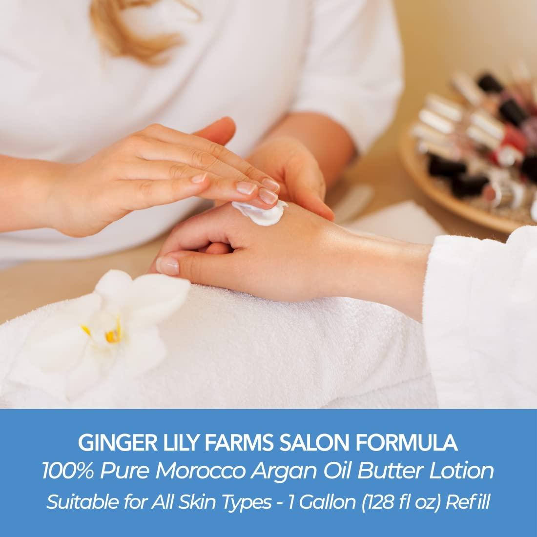 imageGinger Lily Farms Salon Formula 100 Pure Morocco Argan Oil Butter Lotion for All Skin Types 100 Vegan amp CrueltyFree 1 Gallon 128 fl oz Refill128 Ounce Pack of 1