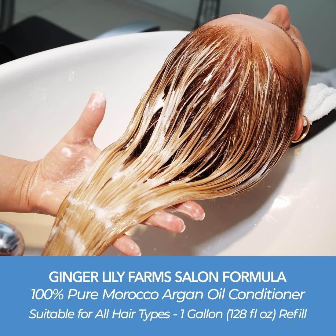 imageGinger Lily Farms Salon Formula 100 Pure Morocco Argan Oil Conditioner for All Hair Types 100 Vegan amp CrueltyFree 1 Gallon 128 Fl Oz Pack of 1 Refill128 Ounce Pack of 1