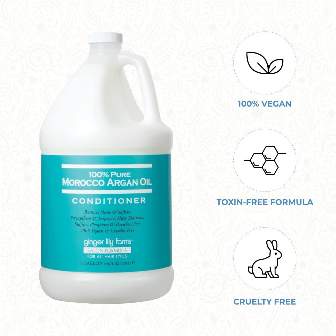 imageGinger Lily Farms Salon Formula 100 Pure Morocco Argan Oil Conditioner for All Hair Types 100 Vegan amp CrueltyFree 1 Gallon 128 Fl Oz Pack of 1 Refill128 Fl Oz Pack of 4