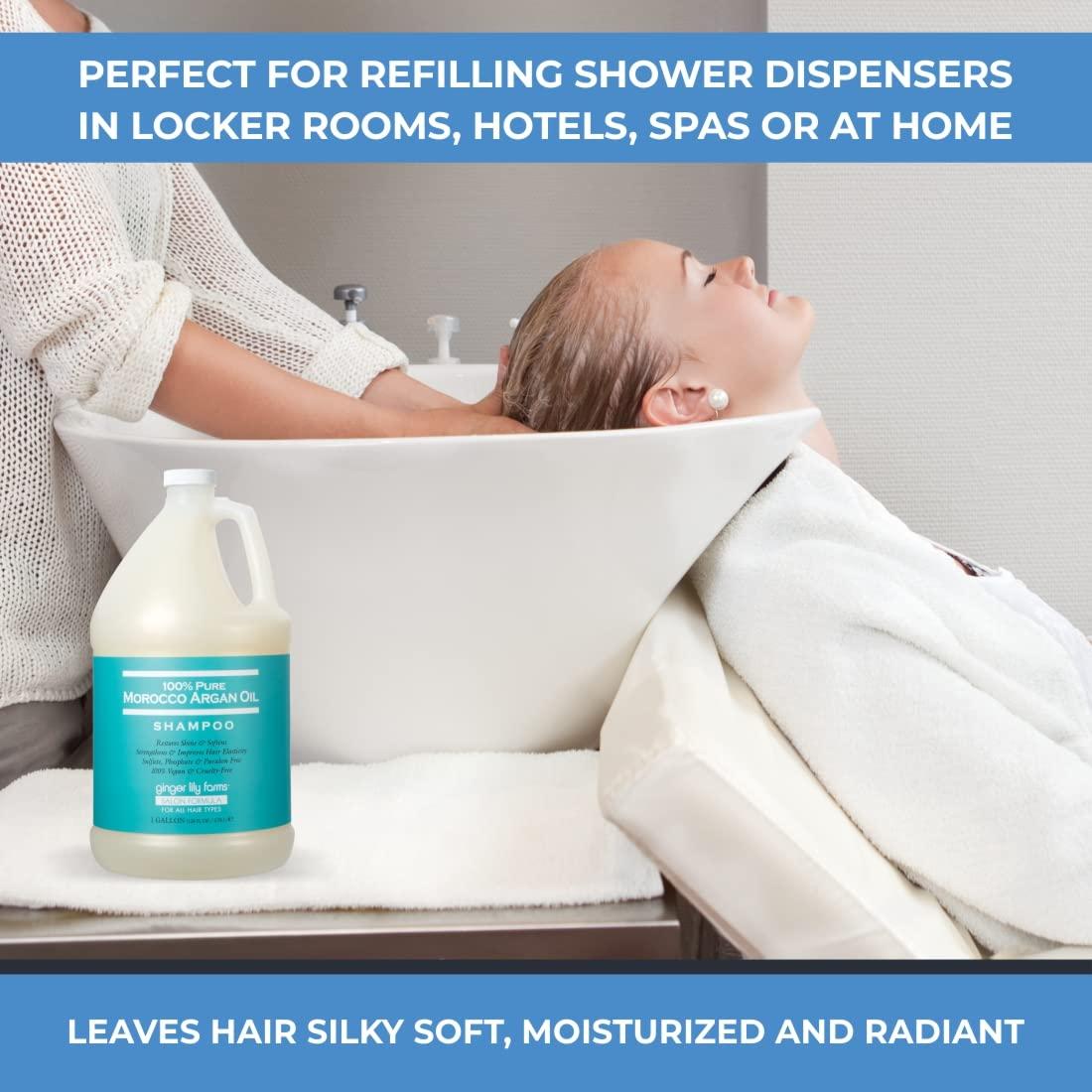 imageGinger Lily Farms Salon Formula 100 Pure Morocco Argan Oil Shampoo for All Hair Types 100 Vegan amp CrueltyFree 1 Gallon Refill Pack of 4128 Fl Oz Pack of 1