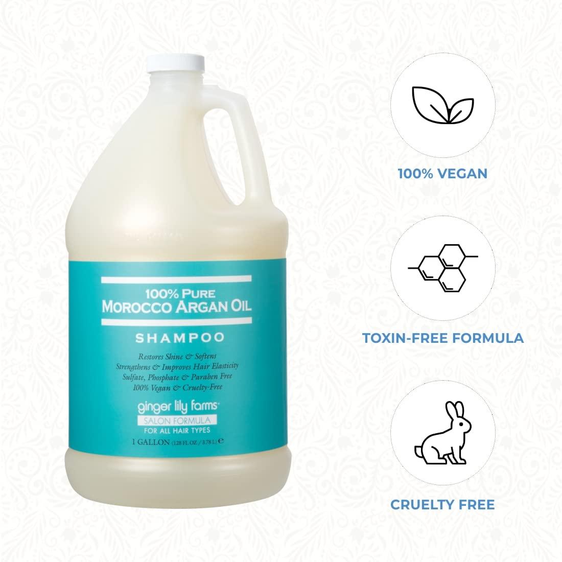 imageGinger Lily Farms Salon Formula 100 Pure Morocco Argan Oil Shampoo for All Hair Types 100 Vegan amp CrueltyFree 1 Gallon Refill Pack of 4128 Fl Oz Pack of 1