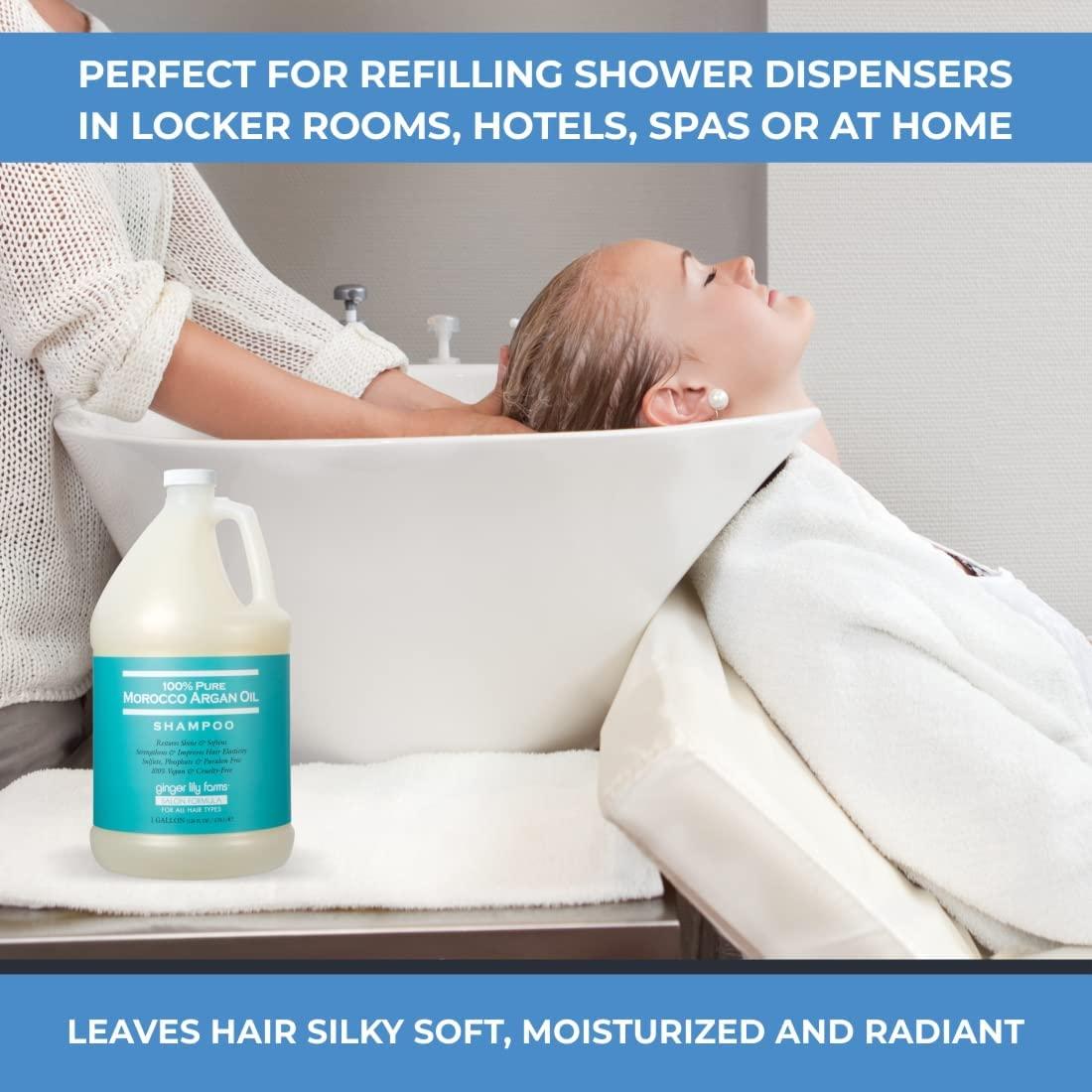 imageGinger Lily Farms Salon Formula 100 Pure Morocco Argan Oil Shampoo for All Hair Types 100 Vegan amp CrueltyFree 1 Gallon Refill Pack of 4128 Fl Oz Pack of 4
