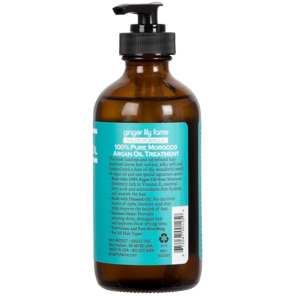 imageGinger Lily Farms Salon Formula 100 Pure Morocco Argan Oil Treatment for All Hair Types 100 Vegan amp CrueltyFree 8 fl oz