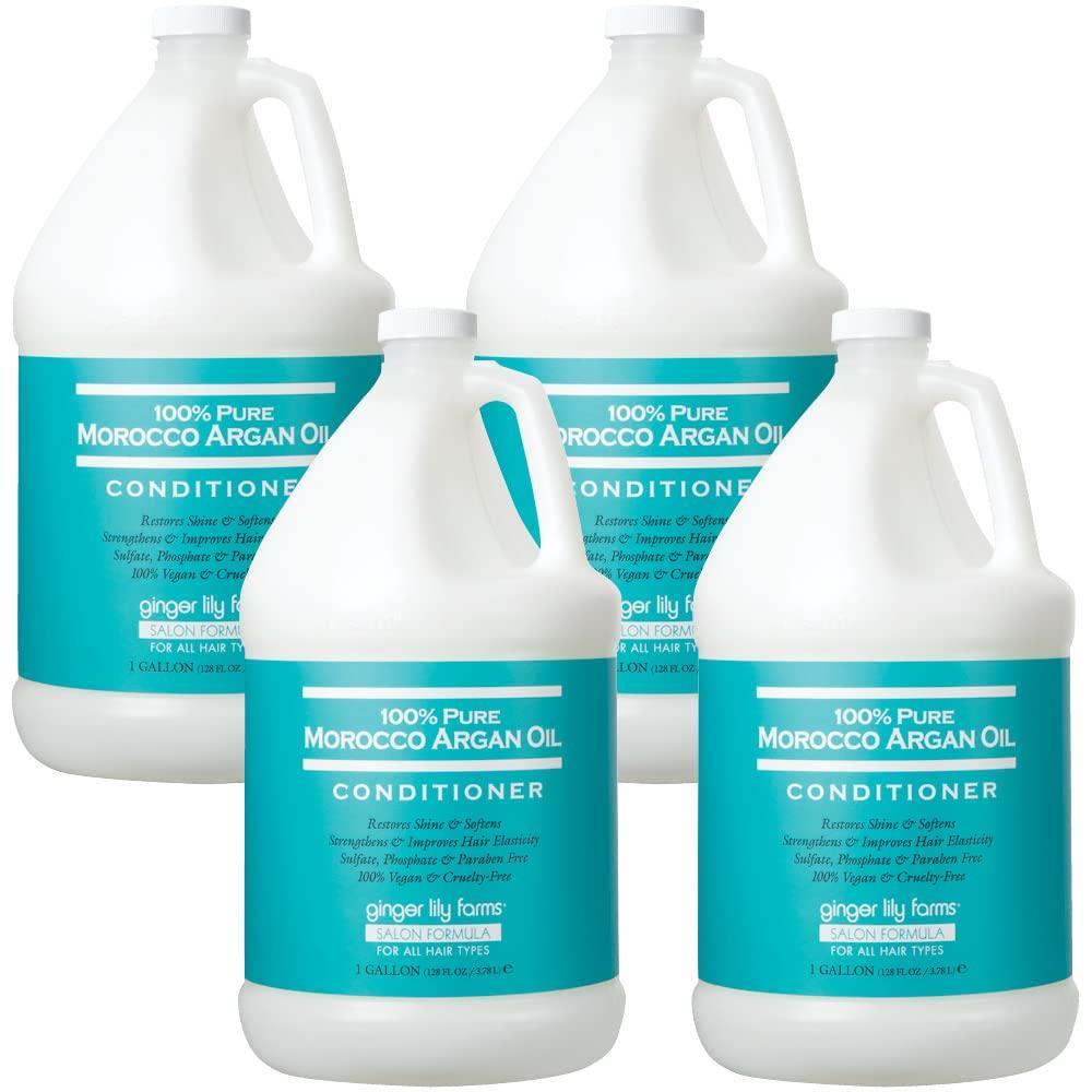 imageGinger Lily Farms Salon Formula 100 Pure Morocco Argan Oil Conditioner for All Hair Types 100 Vegan amp CrueltyFree 1 Gallon 128 Fl Oz Pack of 1 Refill128 Fl Oz Pack of 4