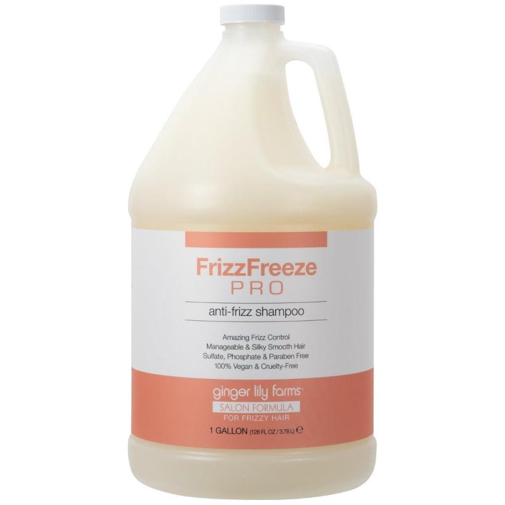 imageGinger Lily Farms Salon Formula FrizzFreeze Pro AntiFrizz Shampoo for Frizzy Hair 100 Vegan amp CrueltyFree 1 Gallon 128 fl oz Refill