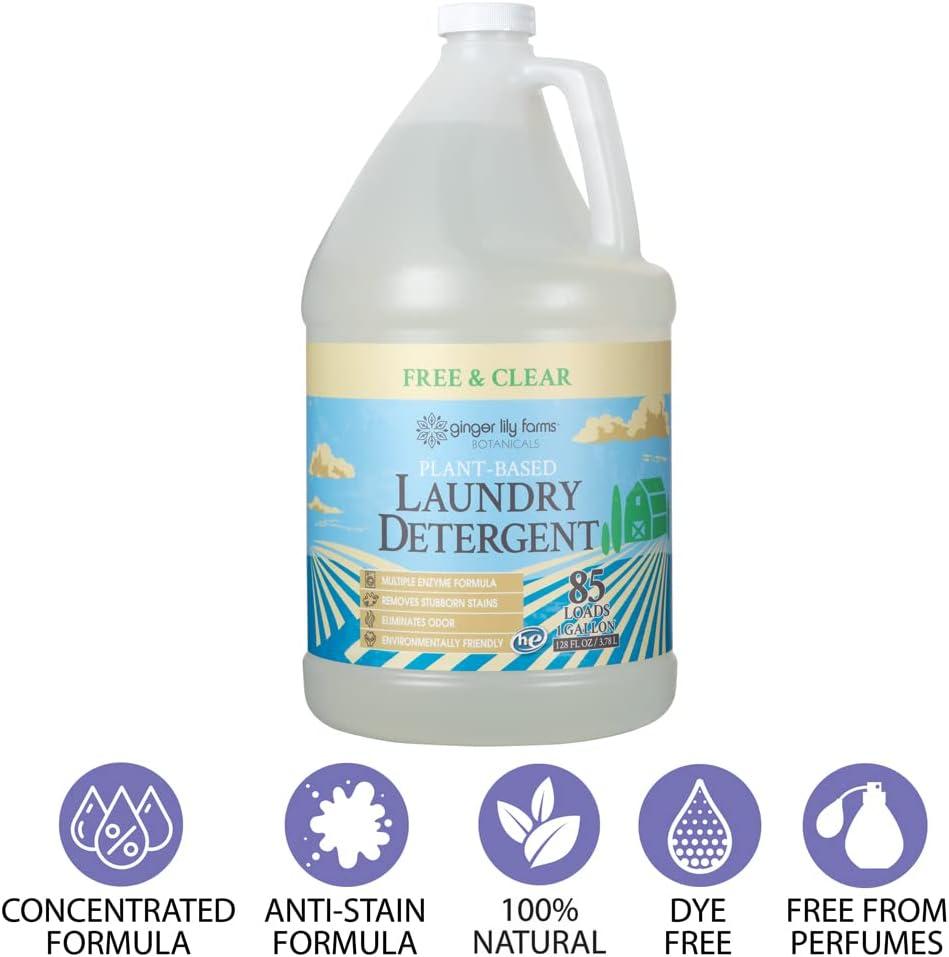 imageGinger Lily Farms Botanicals PlantBased Liquid Laundry Detergent Lavender Concentrated Formula HE Compatible 85 Loads 1 Gallon 128 fl ozFree Clear