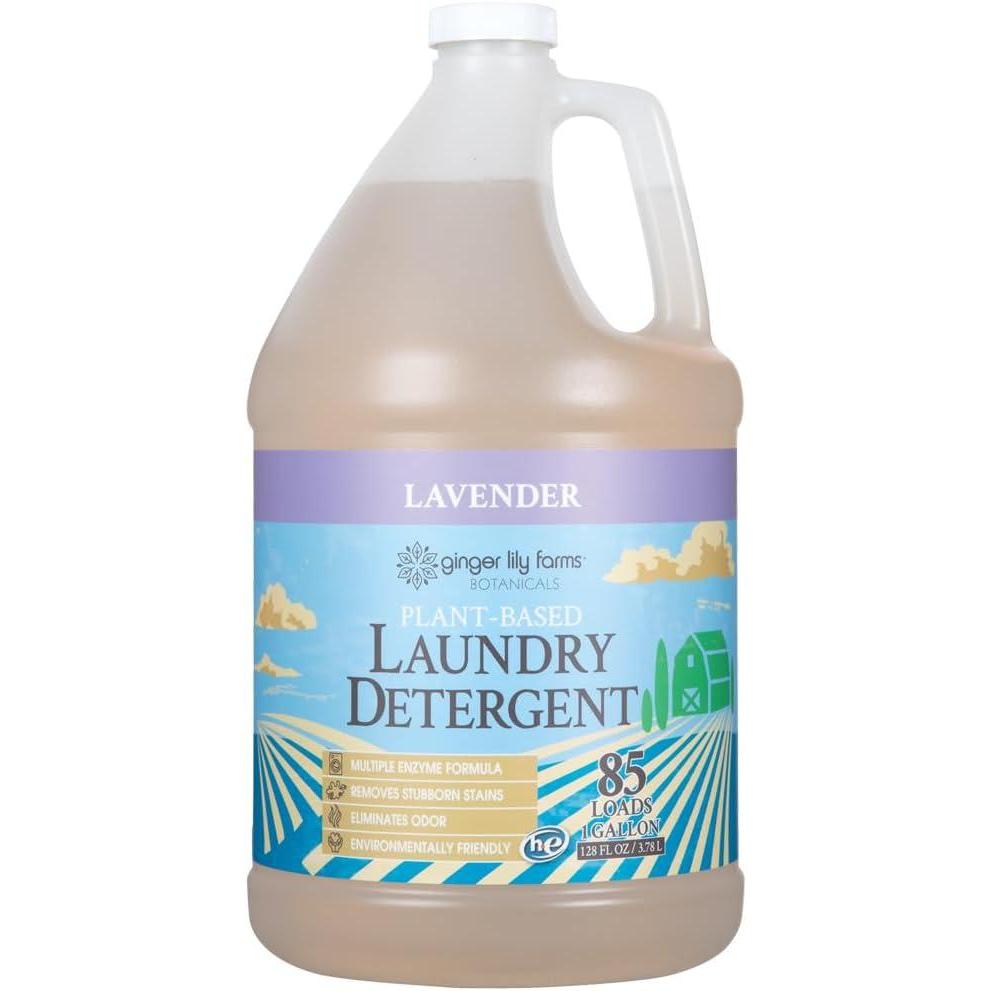 imageGinger Lily Farms Botanicals PlantBased Liquid Laundry Detergent Lavender Concentrated Formula HE Compatible 85 Loads 1 Gallon 128 fl ozLavender