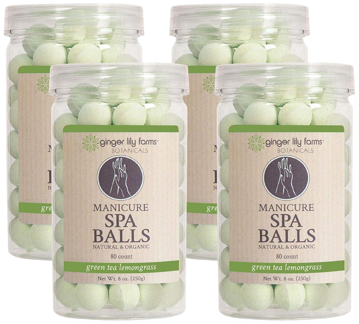 imageGinger Lily Farms Botanicals Manicure Spa Balls Ocean Manicure Soak Balls Replenishes Moisture Softens and Conditions Skin 8 Ounces 80CountGreen Tea Lemongrass