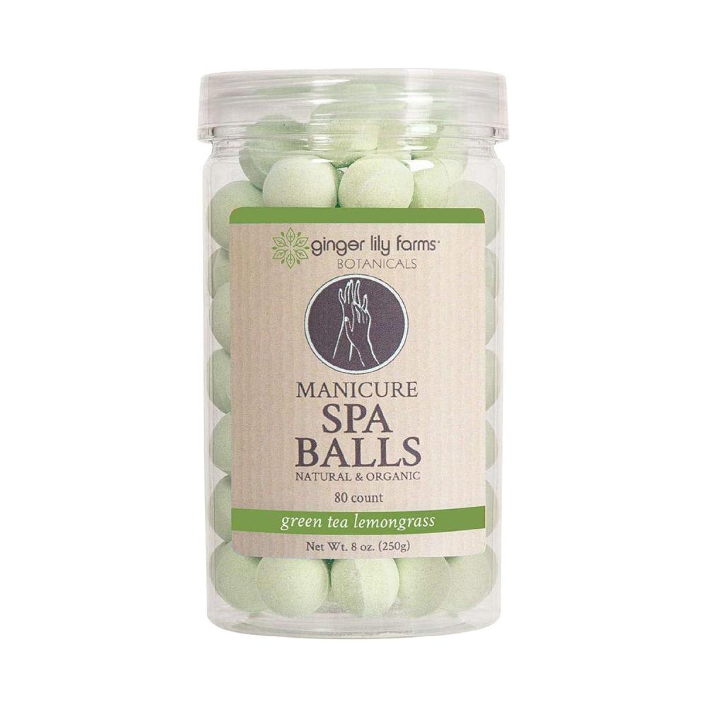 imageGinger Lily Farms Botanicals Manicure Spa Balls Ocean Manicure Soak Balls Replenishes Moisture Softens and Conditions Skin 8 Ounces 80CountGreen Tea Lemongrass
