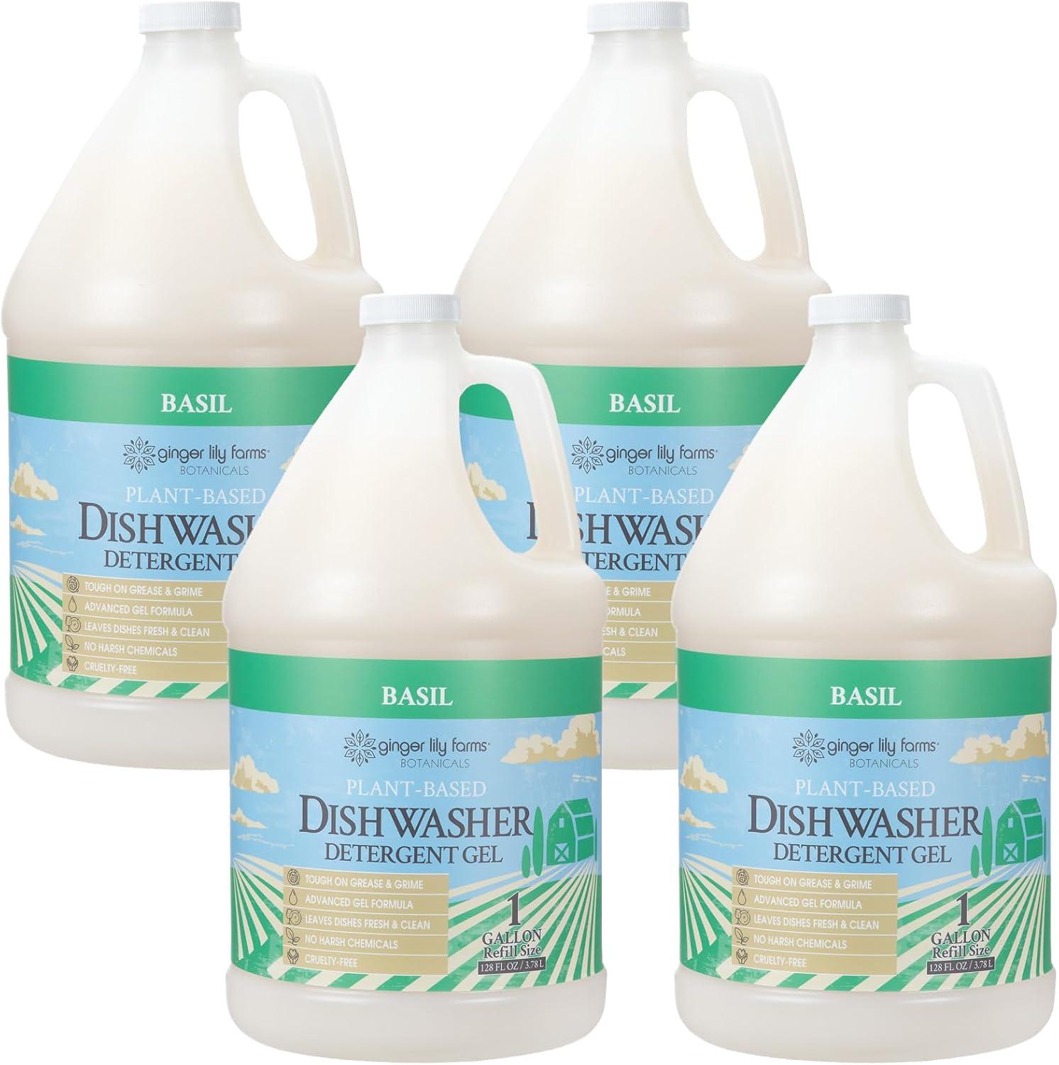 imageGinger Lily Farms Botanicals PlantBased Dishwasher Detergent Gel 100 Vegan amp CrueltyFree FragranceFree 1 Gallon 128 Fl Oz RefillBasil