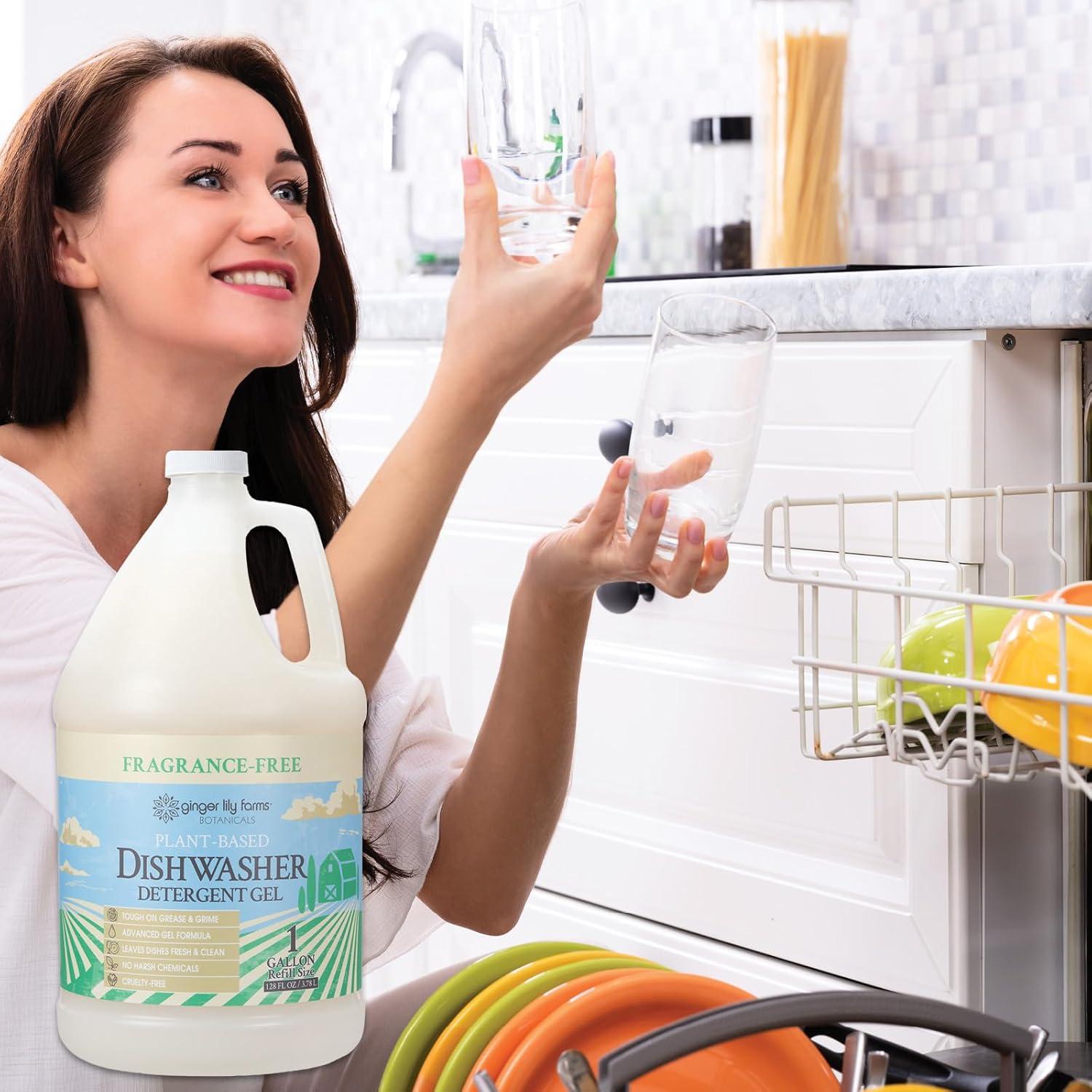 imageGinger Lily Farms Botanicals PlantBased Dishwasher Detergent Gel 100 Vegan amp CrueltyFree FragranceFree 1 Gallon 128 Fl Oz RefillFragrance Free