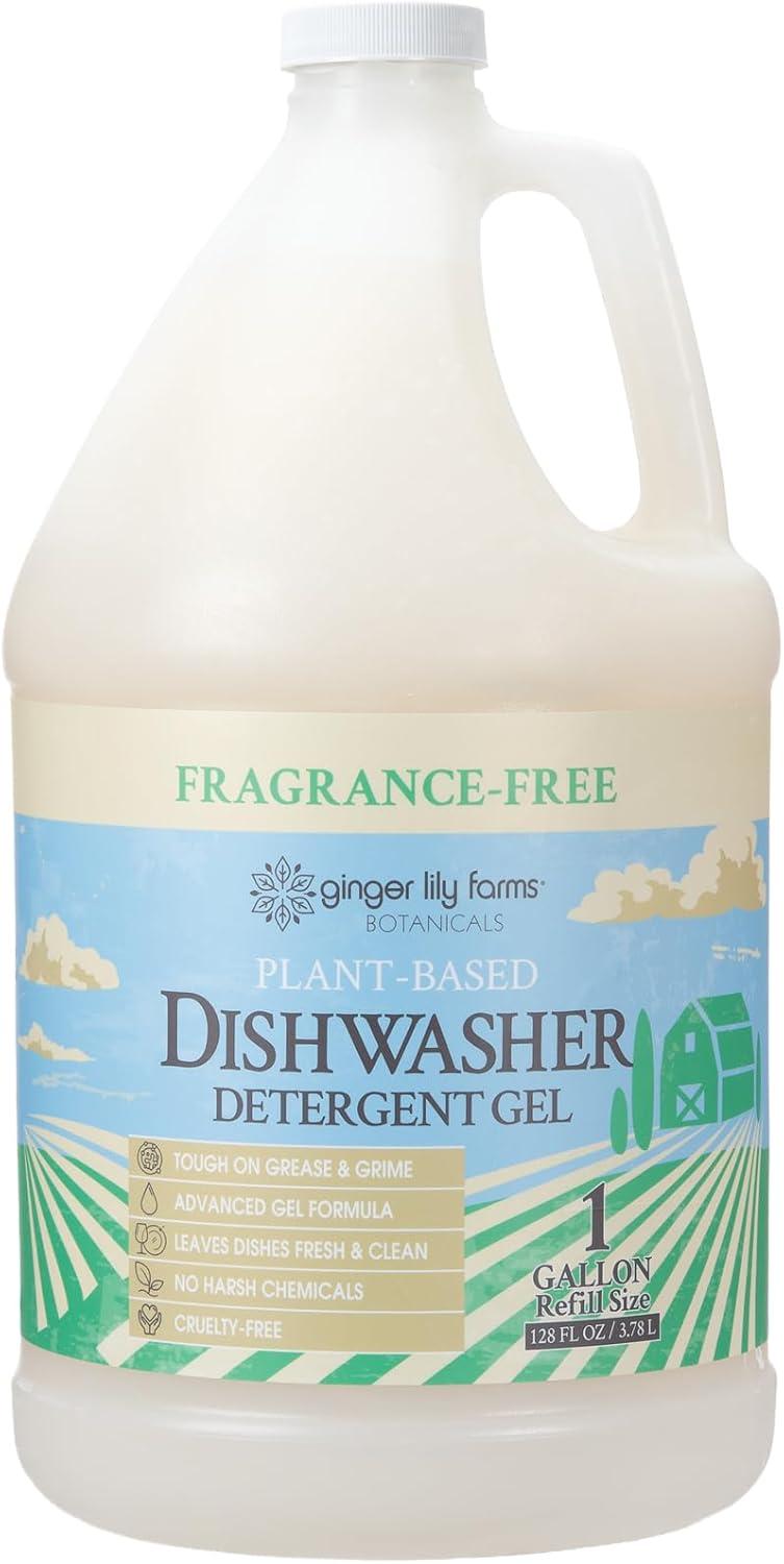 imageGinger Lily Farms Botanicals PlantBased Dishwasher Detergent Gel 100 Vegan amp CrueltyFree FragranceFree 1 Gallon 128 Fl Oz RefillFragrance Free