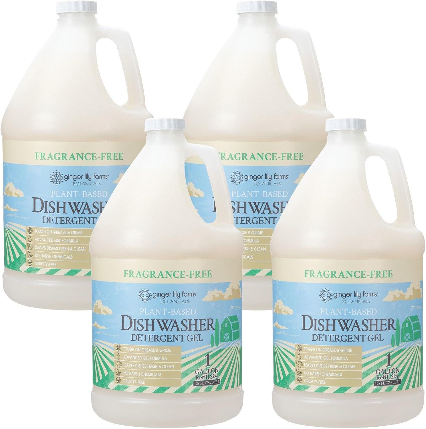 imageGinger Lily Farms Botanicals PlantBased Dishwasher Detergent Gel 100 Vegan amp CrueltyFree FragranceFree 1 Gallon 128 Fl Oz RefillFragrance Free