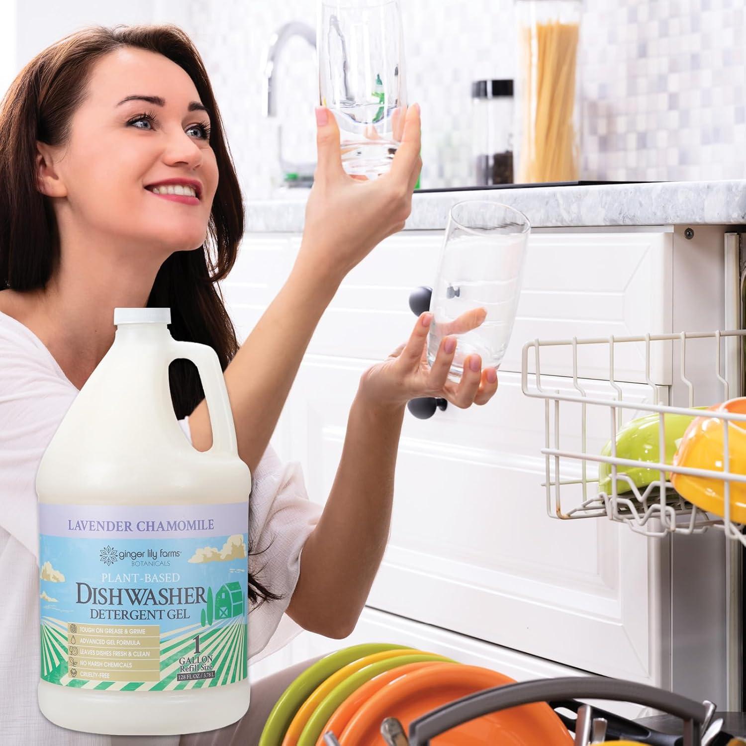 imageGinger Lily Farms Botanicals PlantBased Dishwasher Detergent Gel 100 Vegan amp CrueltyFree FragranceFree 1 Gallon 128 Fl Oz RefillLavender Chamomile
