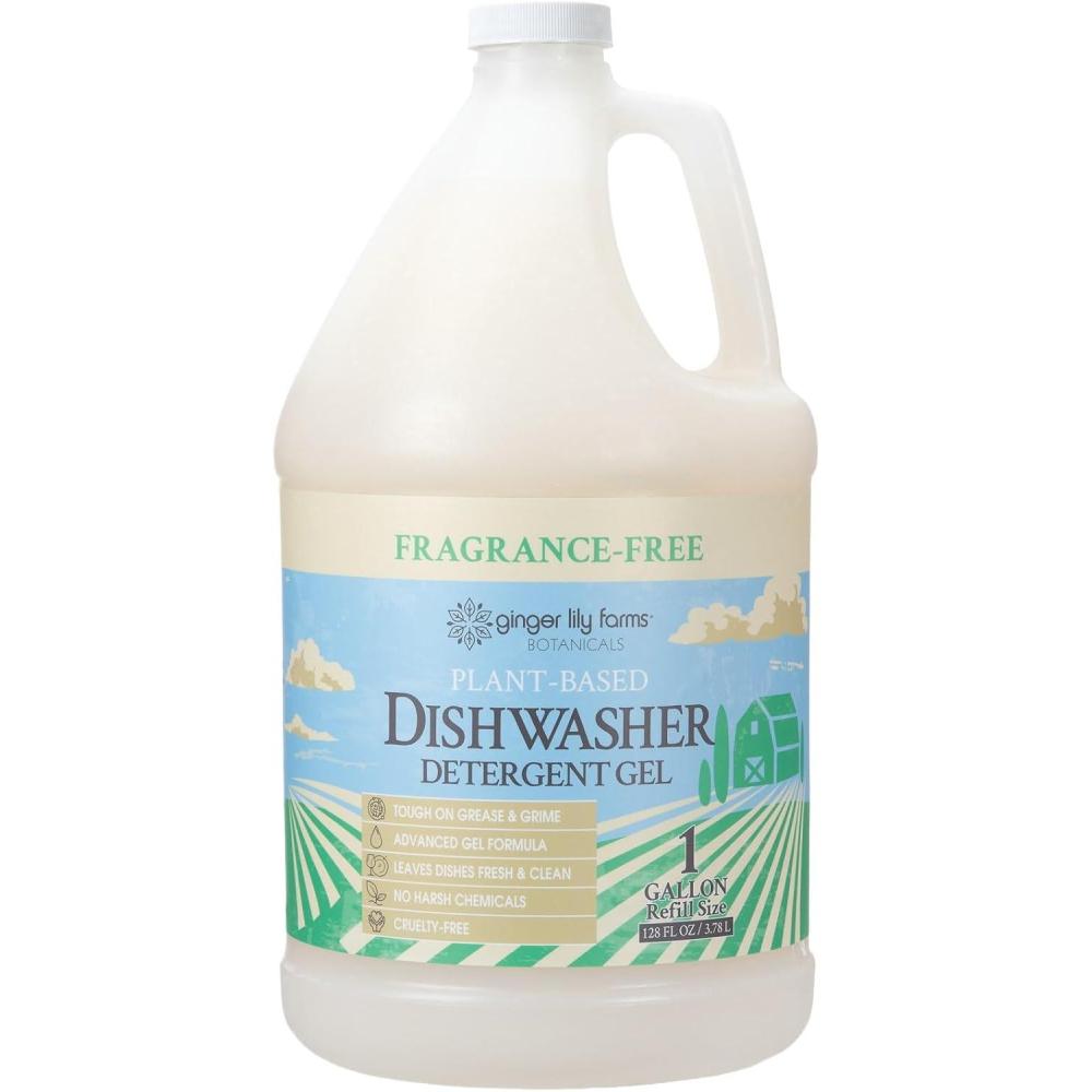 imageGinger Lily Farms Botanicals PlantBased Dishwasher Detergent Gel 100 Vegan amp CrueltyFree FragranceFree 1 Gallon 128 Fl Oz RefillFragrance Free