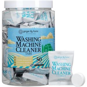 Ginger Lily Farms Botanicals Washing Machine Cleaner Tabs, Deep Cleaning Tablets for HE Front Load & Top Load Washers, Fragrance-Free, 50-Count