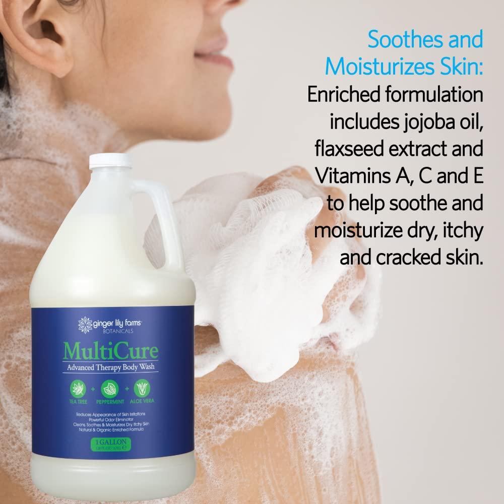 imageGinger Lily Farms Botanicals MultiCure Advanced Therapy Body Wash with Tea Tree Oil Peppermint and Aloe Vera 100 Vegan amp CrueltyFree 1 Gallon 128 fl oz Refill128 Ounce Pack of 1