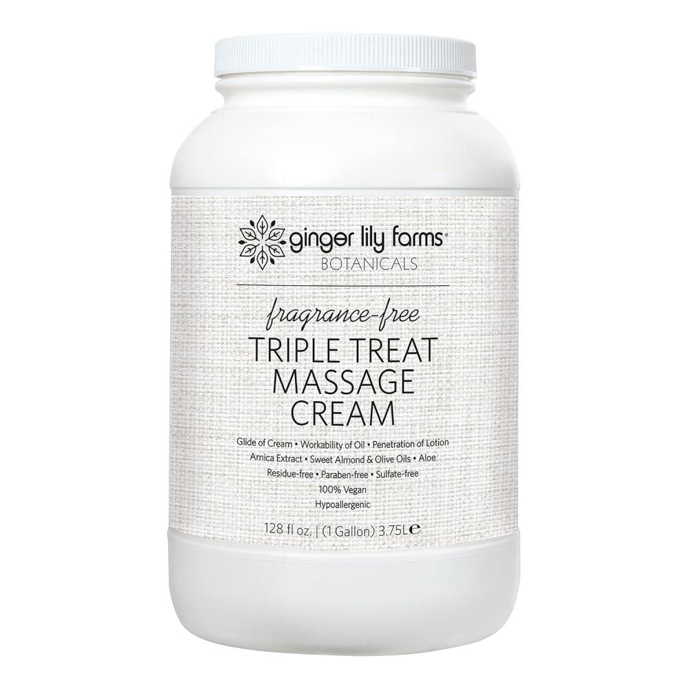 imageGinger Lily Farms Botanicals Triple Treat Massage Cream 100 Vegan amp CrueltyFree FragranceFree 1 Gallon