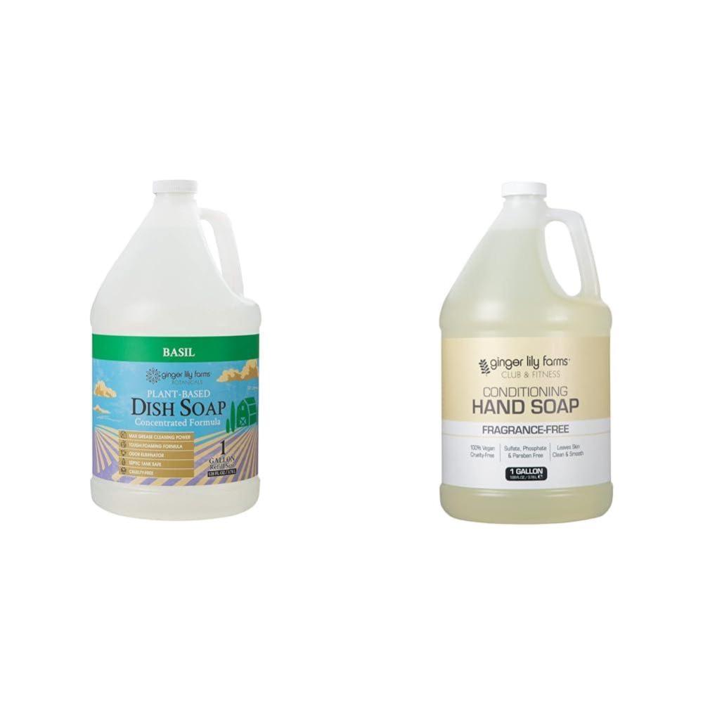 imageGinger Lily Farms Botanicals PlantBased Liquid Dish Soap Concentrated Formula amp Club amp Fitness Conditioning Liquid Hand Soap Refill 100 Vegan amp CrueltyFree